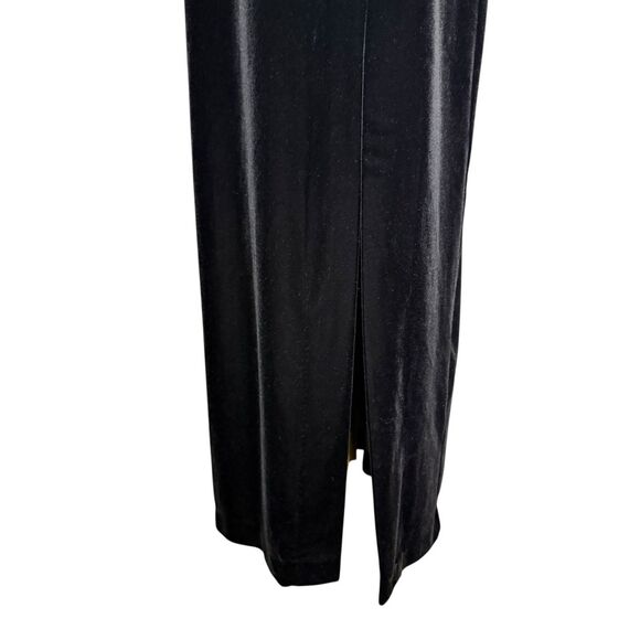 Vintage Women’s 10 Black Velvet Maxi Skirt With Slit Stretch Whimsigoth 90s - Picture 3 of 7